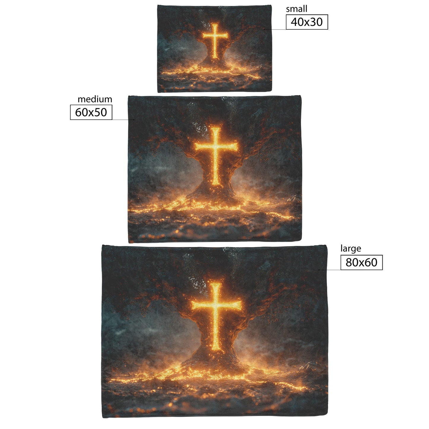 Glowing Cross Tree Fleece Sherpa Blanket Radiant Christian Art Cozy Inspirational Home Decor Gift - Awakening Righteousness