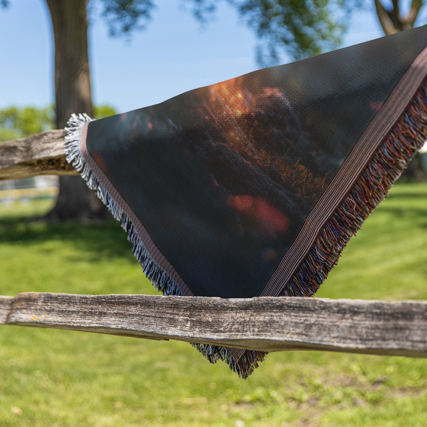 Glowing Cross Tree in a Mystical Forest Woven Throw Blanket for Spiritual Comfort - Awakening Righteousness