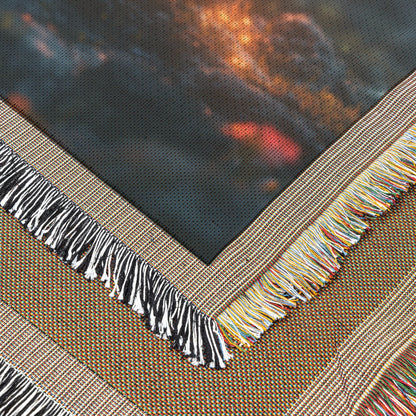 Glowing Cross Tree in a Mystical Forest Woven Throw Blanket for Spiritual Comfort - Awakening Righteousness