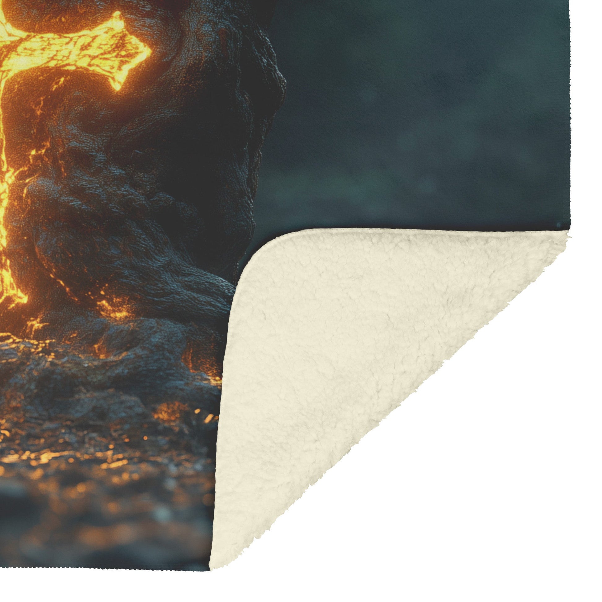 Glowing Cross Within Majestic Tree with Fiery Light Fleece Sherpa Blanket Ultra Soft Cozy Perfect for Home Gift - Awakening Righteousness