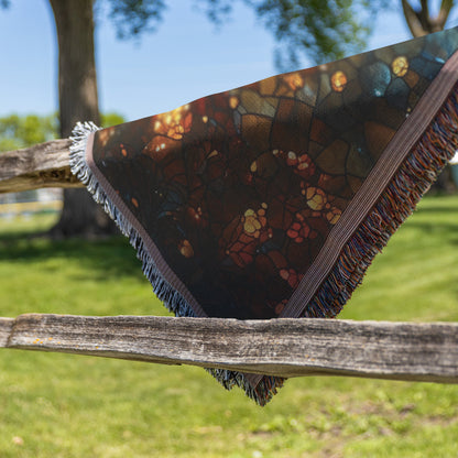 Glowing Dove Stained Glass Woven Throw Blanket for Inspirational Christian Home Decor and Cozy Faithful Comfort - Awakening Righteousness