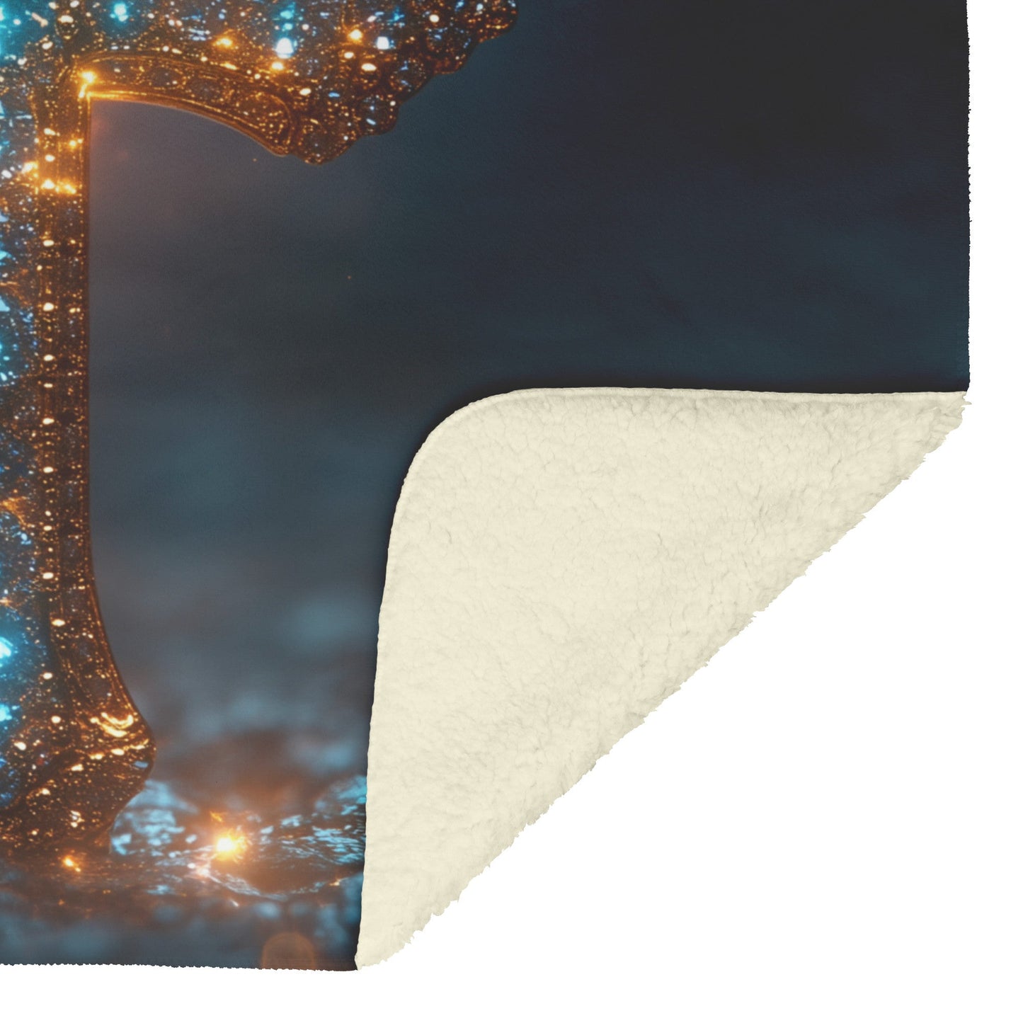Glowing Jewel Encrusted Cross Fleece Sherpa Blanket Radiant Christian Art Cozy Inspirational Home Gift - Awakening Righteousness