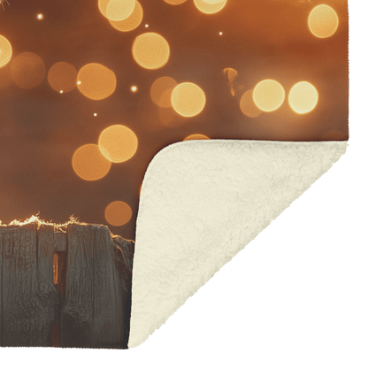 Glowing Parson Russell Terrier Sitting by Rustic Wooden Fence Surrounded by Stars and Cascading Silver Light Fleece Sherpa Blanket - Awakening Righteousness