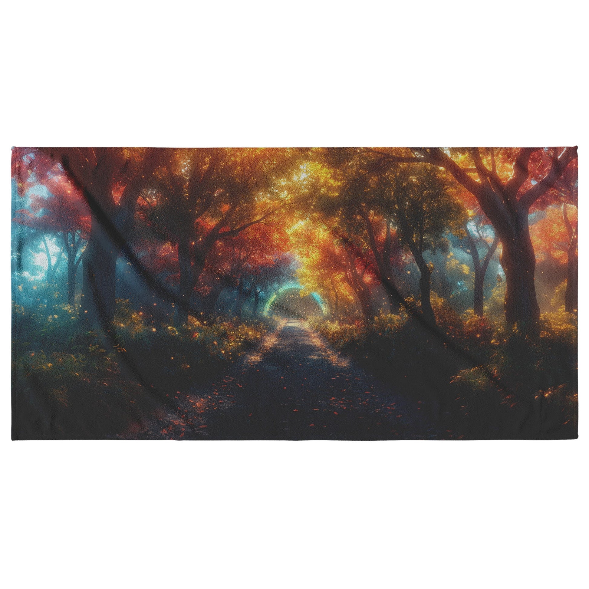 Glowing Rainbow Across Mystical Forest Vibrant Glowing Trees Sparkling Light Soft Mist Enchanted Golden Light - Awakening Righteousness