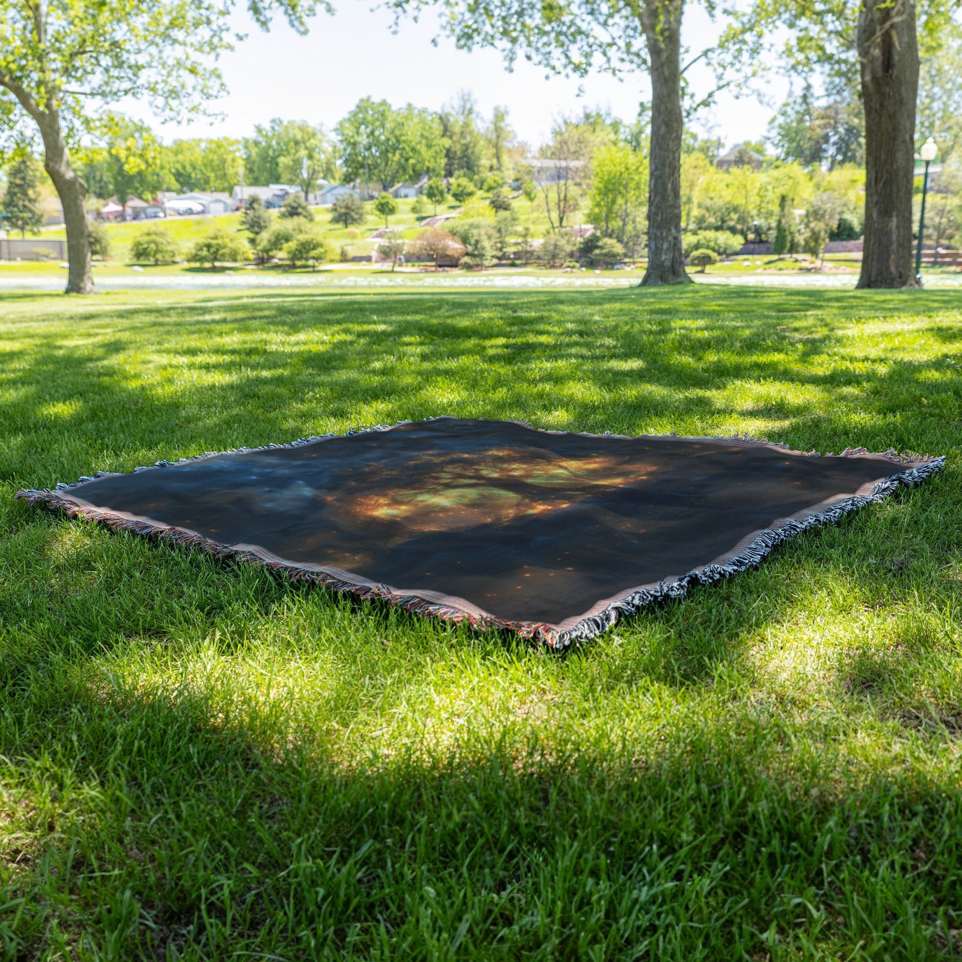 Glowing Tree Of Life by Fireflies Under a Starry Night Sky Woven Throw Blanket for Home Decor - Awakening Righteousness