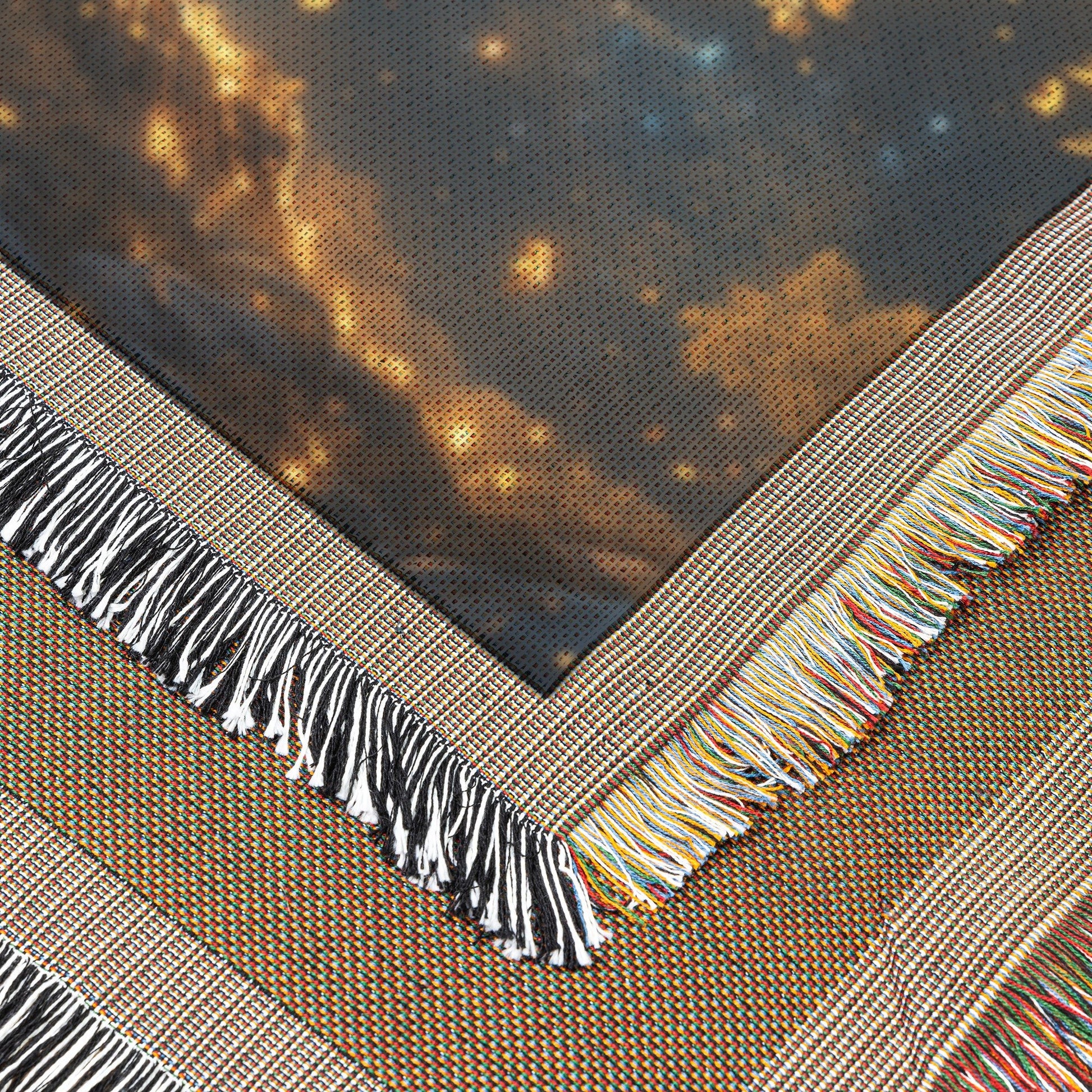 Glowing Tree of Life with Golden Leaves and Starry Sky Woven Throw Blanket for Cozy Home Decor - Awakening Righteousness