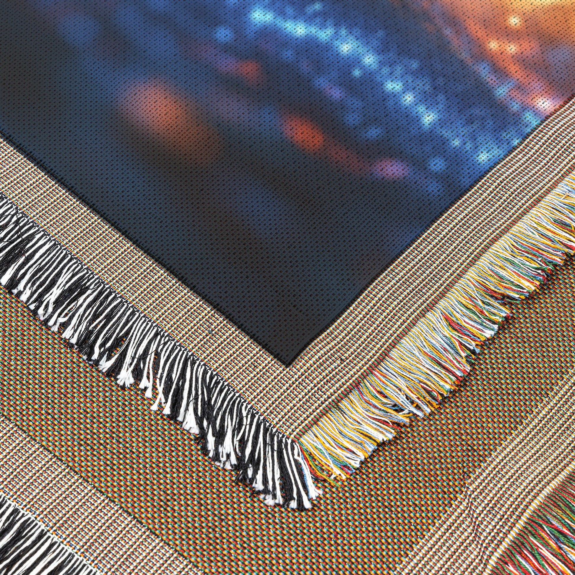 Glowing Tree of Life with Orange and Blue Lights Woven Throw Blanket for Cozy Home Decor - Awakening Righteousness