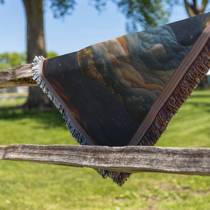 Glowing Tree of Life with Starry Sky and Crescent Moon Woven Throw Blanket for Home Decor - Awakening Righteousness