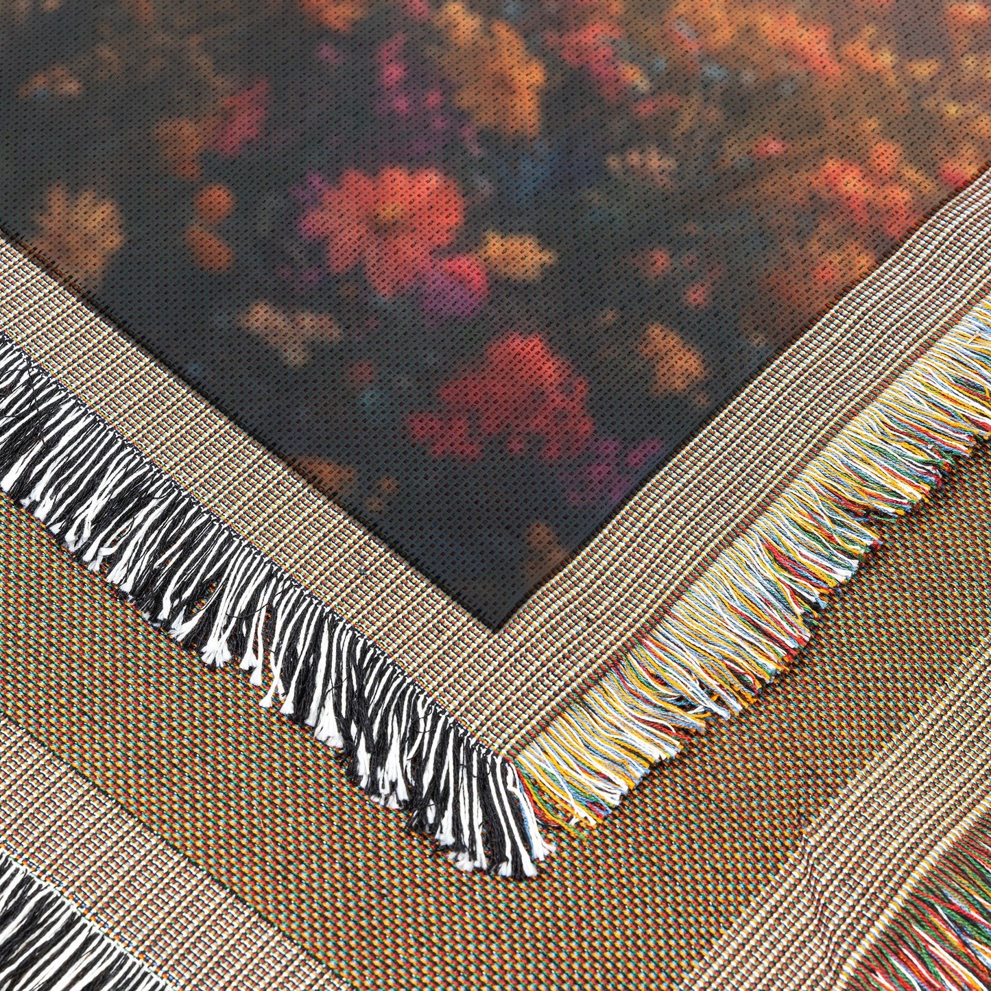 Glowing Tree Surrounded by Vibrant Flowers in a Sunlit Field Woven Throw Blanket for Home Decor - Awakening Righteousness