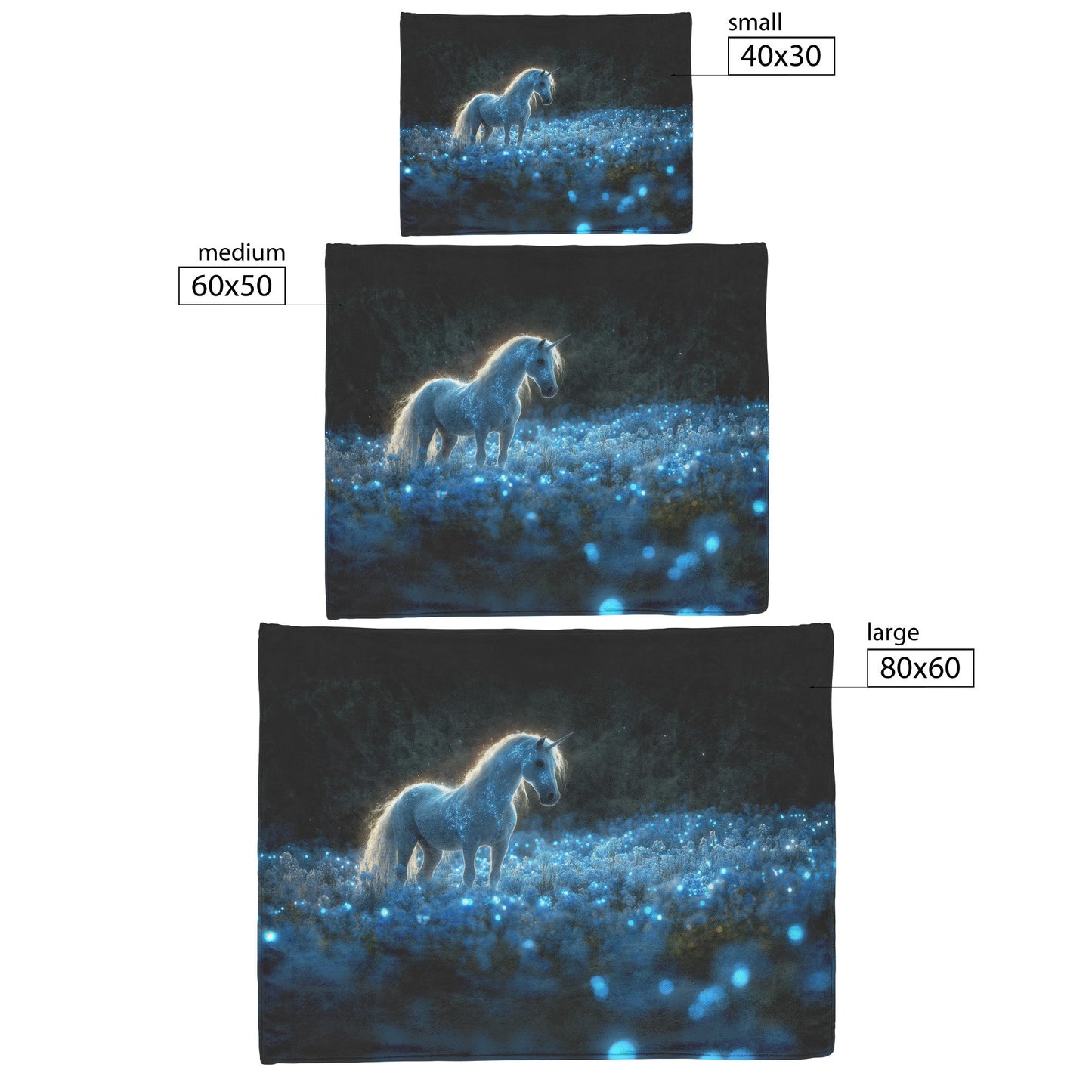 Glowing White Unicorn in Magical Forest Surrounded by Bioluminescent Plants and Ethereal Light Fleece Sherpa Blanket - Awakening Righteousness