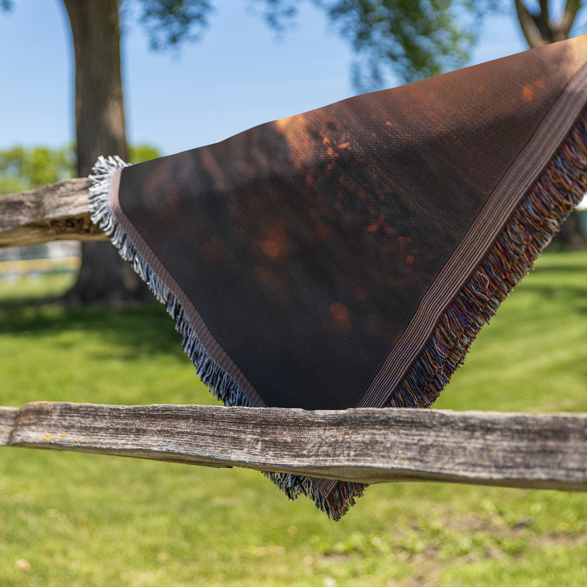 Glowing Wooden Cross Sunset Reflection Woven Throw Blanket Inspirational Faith Home Decor - Awakening Righteousness