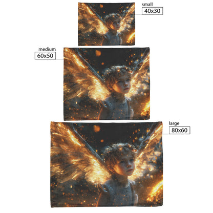 Golden Angel Wings Fleece Sherpa Blanket Soft Enchanting Nature Inspired Heavenly Design - Awakening Righteousness