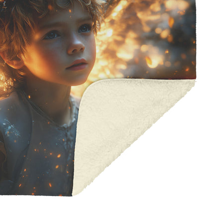 Golden Angel Wings Fleece Sherpa Blanket Soft Enchanting Nature Inspired Heavenly Design - Awakening Righteousness