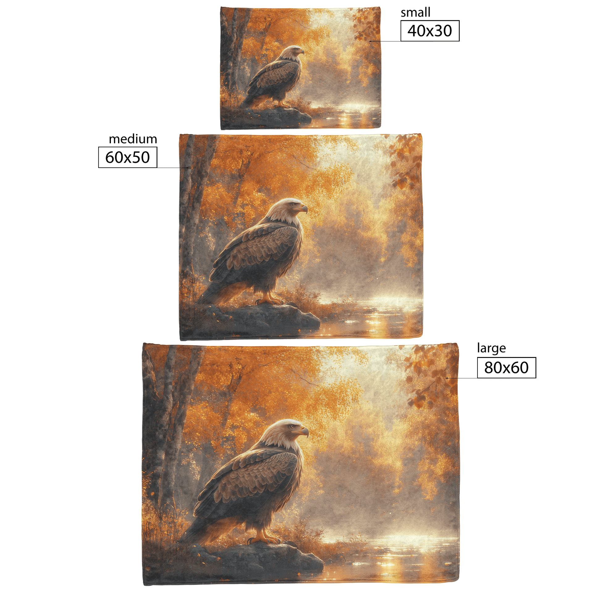 Golden Eagle Resting Near Glowing River Surrounded by Ancient Trees and Shimmering Golden Light Fleece Sherpa Blanket - Awakening Righteousness