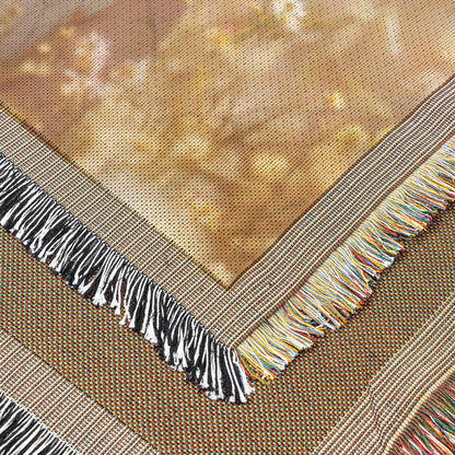 Golden Field Praying Child Woven Throw Blanket - Awakening Righteousness