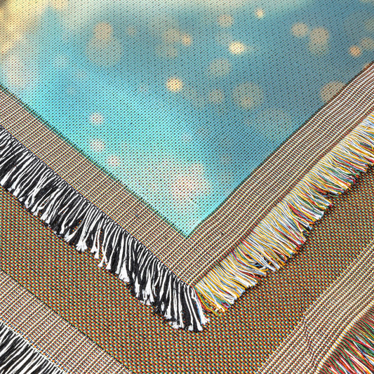 Golden Glow Dreamy Girl Woven Throw Blanket - Awakening Righteousness
