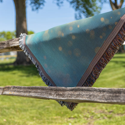Golden Glow Dreamy Girl Woven Throw Blanket - Awakening Righteousness
