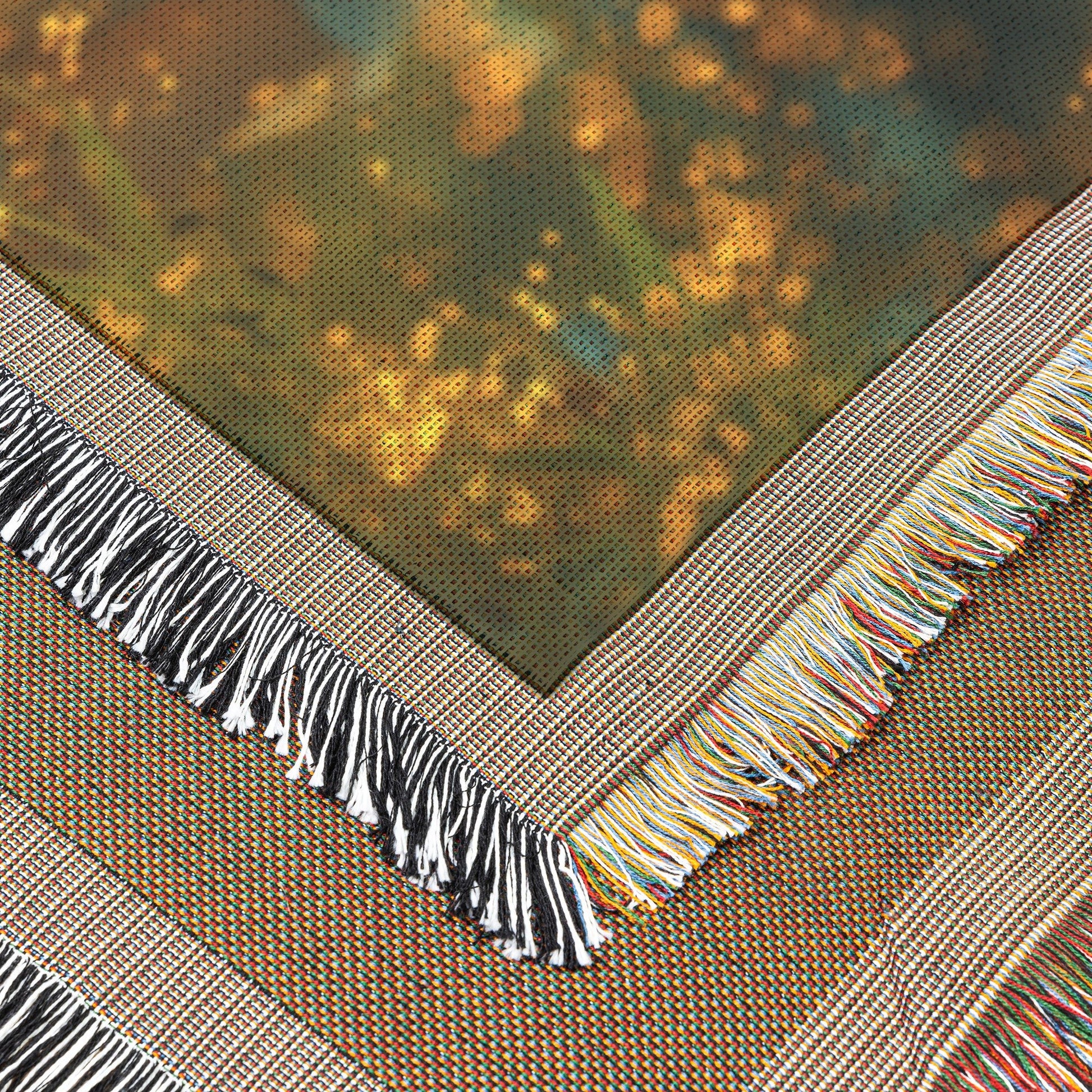 Golden Praying Child with Sparkling Light Woven Throw Blanket - Awakening Righteousness