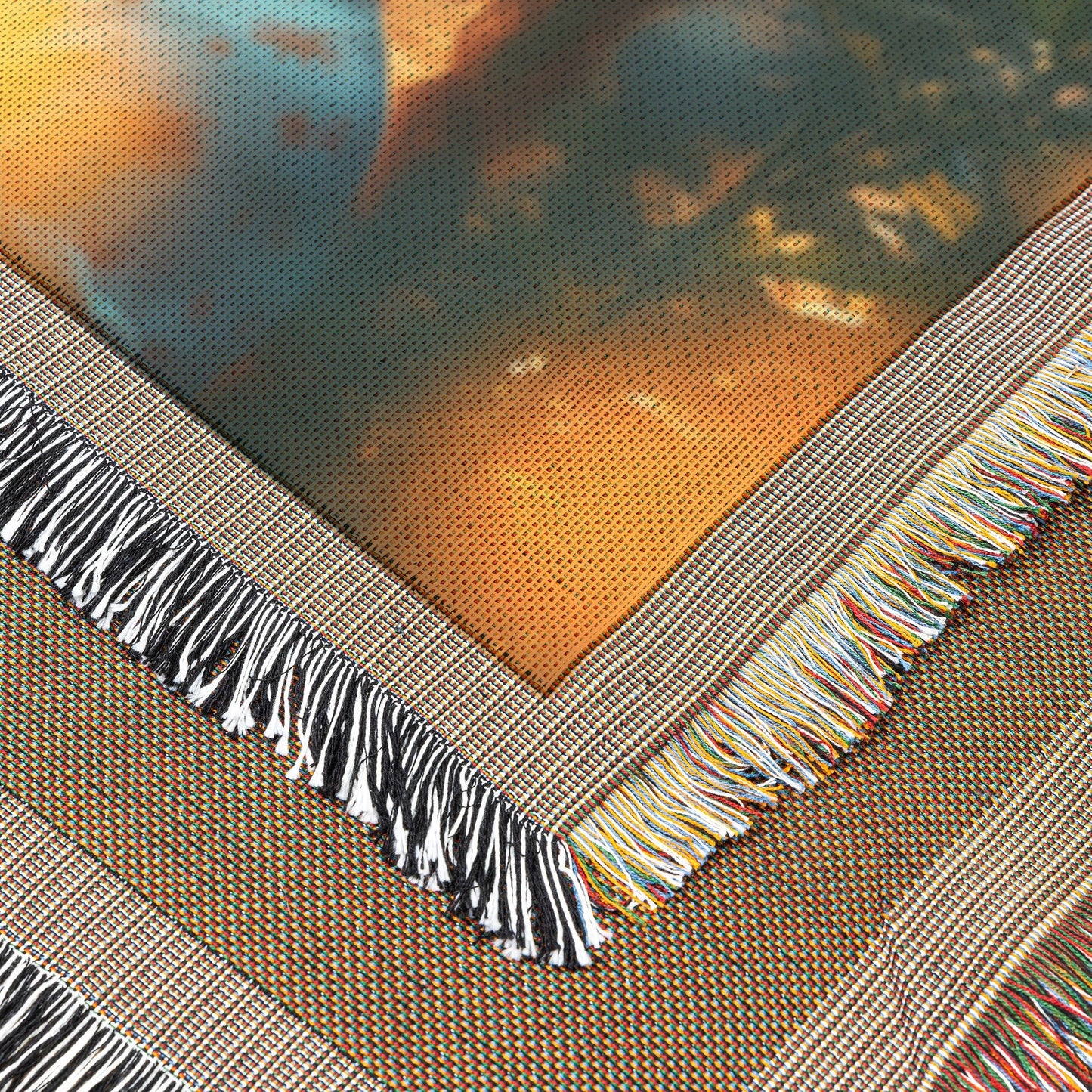 Golden Sunlit Girl in Wildflower Field Woven Throw Blanket - Awakening Righteousness