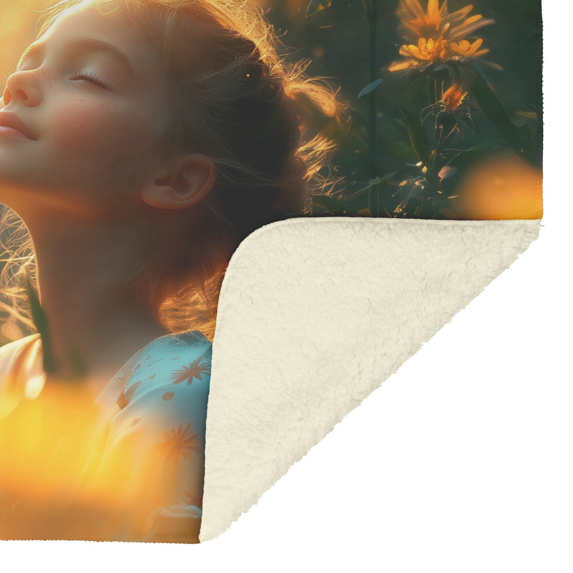 Golden Sunlit Serenity Fleece Sherpa Blanket Soft Warm Nature Inspired Cozy Comfort - Awakening Righteousness