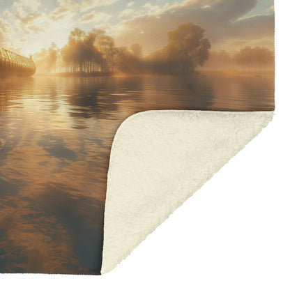 Golden Sunrise Noah’s Ark Cozy Christian Fleece Sherpa Blanket - Awakening Righteousness