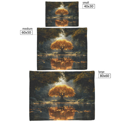 Golden Tree of Life Cozy Christian Cozy Christian Fleece Sherpa Blanket Enchanted Forest - Awakening Righteousness