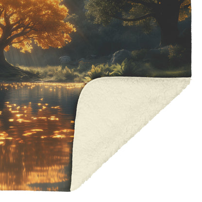 Golden Tree of Life Cozy Christian Cozy Christian Fleece Sherpa Blanket Enchanted Forest - Awakening Righteousness