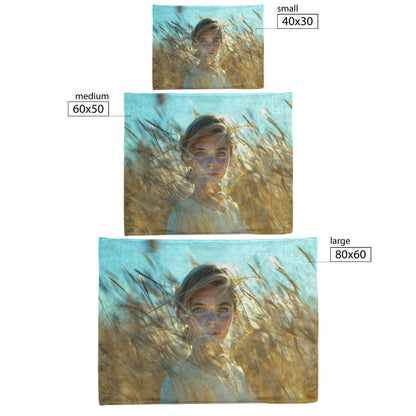 Golden Wheat Fields Fleece Sherpa Blanket Nature Inspired Ethereal Design - Awakening Righteousness