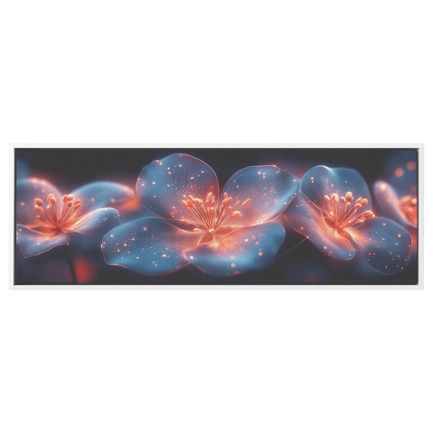 Gradient Colored Flowers Glowing Geometric Patterns Vivid Neon Like Gradients Ultra High Definition Panoramic Framed Canvas Wall ArtCanvasteelaunch