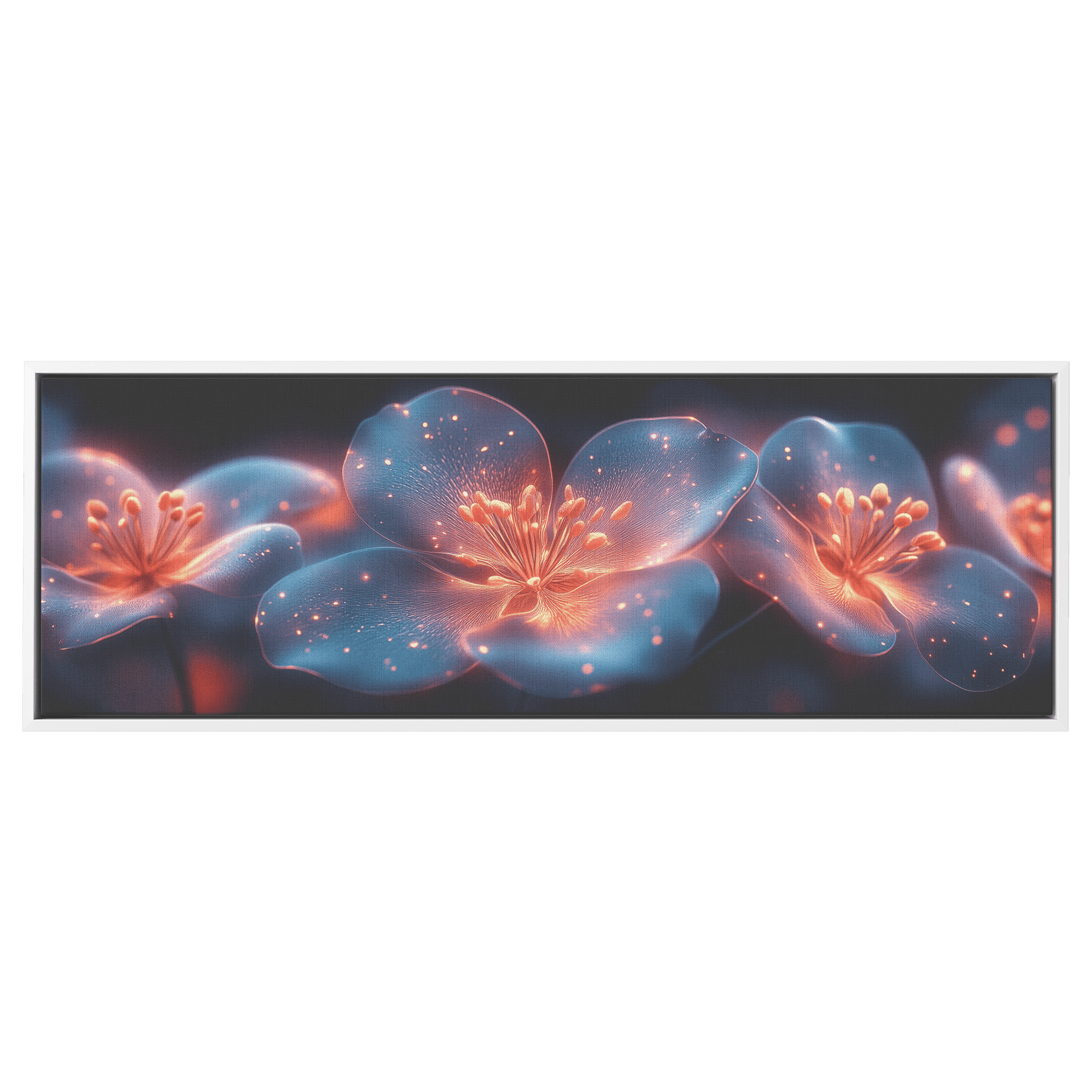Gradient Colored Flowers Glowing Geometric Patterns Vivid Neon Like Gradients Ultra High Definition Panoramic Framed Canvas Wall ArtCanvasteelaunch
