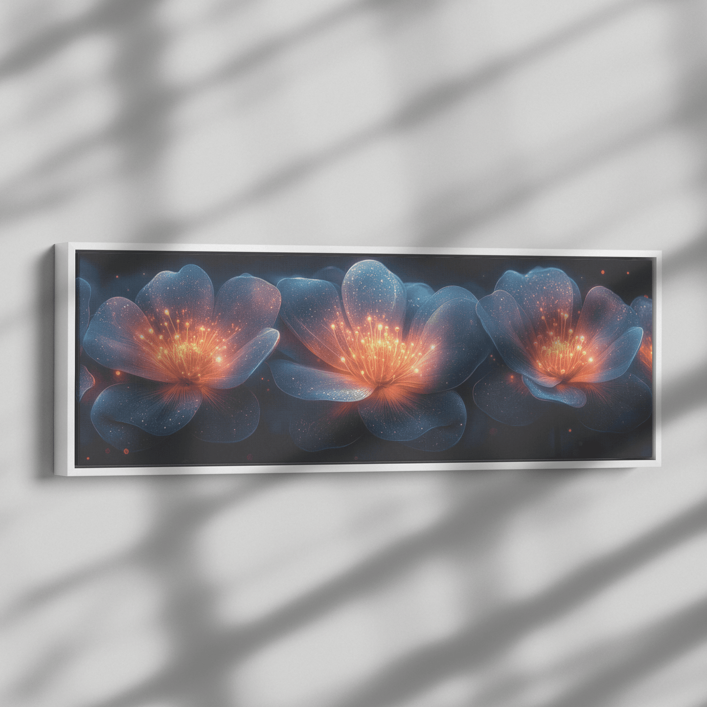 Gradient Colored Flowers Glowing Geometric Patterns Vivid Neon Like Gradients Ultra High Definition Panoramic Framed Canvas Wall ArtCanvasteelaunch