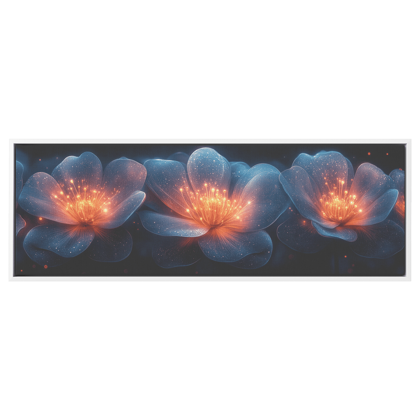Gradient Colored Flowers Glowing Geometric Patterns Vivid Neon Like Gradients Ultra High Definition Panoramic Framed Canvas Wall ArtCanvasteelaunch