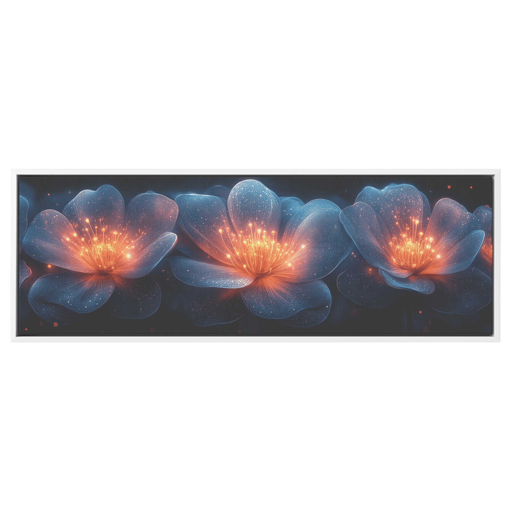 Gradient Colored Flowers Glowing Geometric Patterns Vivid Neon Like Gradients Ultra High Definition Panoramic Framed Canvas Wall ArtCanvasteelaunch