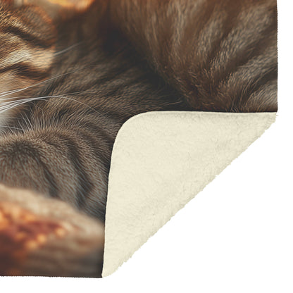 Gray Tabby Cat Sleeping Peacefully on Cozy Blanket by Glowing Fireplace Warm Light Illuminating Fur - Awakening Righteousness