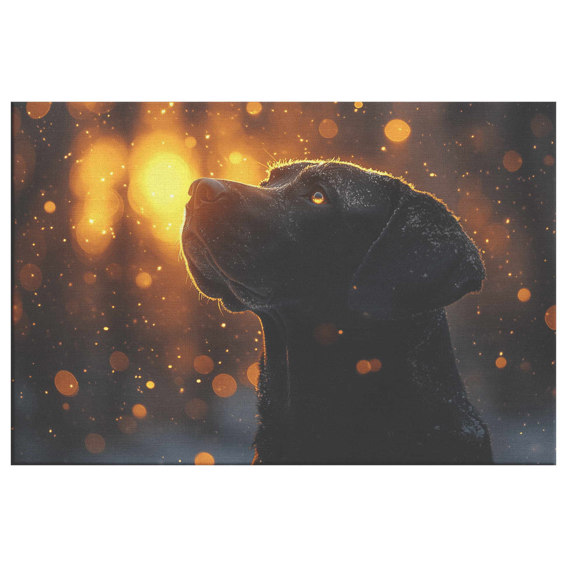 Great Dane In Snowy Forest Surrounded By Shimmering Textures And Radiant Golden Highlights Canvas Wall Art Decor - Awakening Righteousness