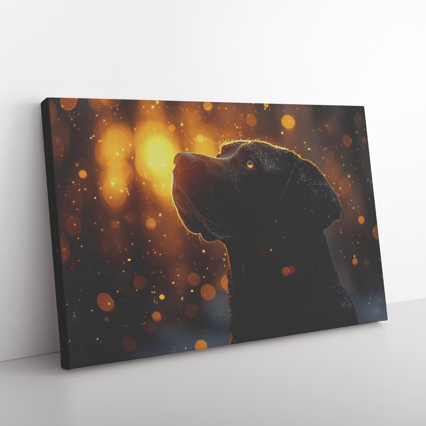 Great Dane In Snowy Forest Surrounded By Shimmering Textures And Radiant Golden Highlights Canvas Wall Art Decor - Awakening Righteousness