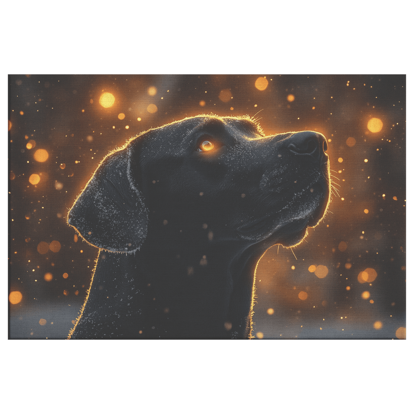 Great Dane In Snowy Forest Surrounded By Shimmering Textures And Radiant Golden Highlights Canvas Wall Art Decor - Awakening Righteousness
