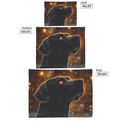 Great Dane in Snowy Forest Surrounded by Shimmering Textures and Radiant Golden Highlights Fleece Sherpa Blanket - Awakening Righteousness