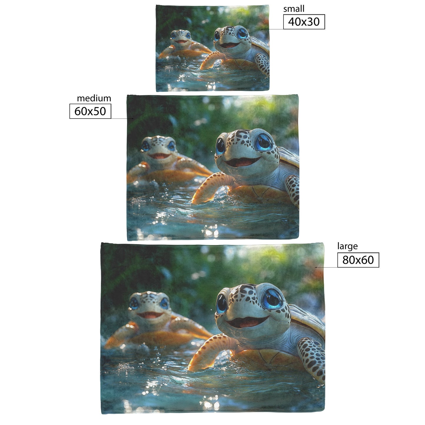 Happy Baby Turtles Playing in Tropical Water with Lush Greenery Cozy Fleece Sherpa Blanket - Awakening Righteousness