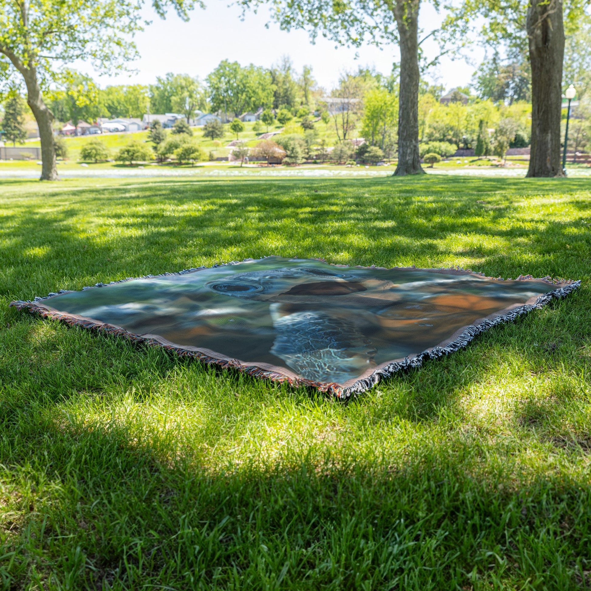 Happy Baby Turtles with Expressive Eyes in Serene Nature Cozy Woven Throw Blanket - Awakening Righteousness