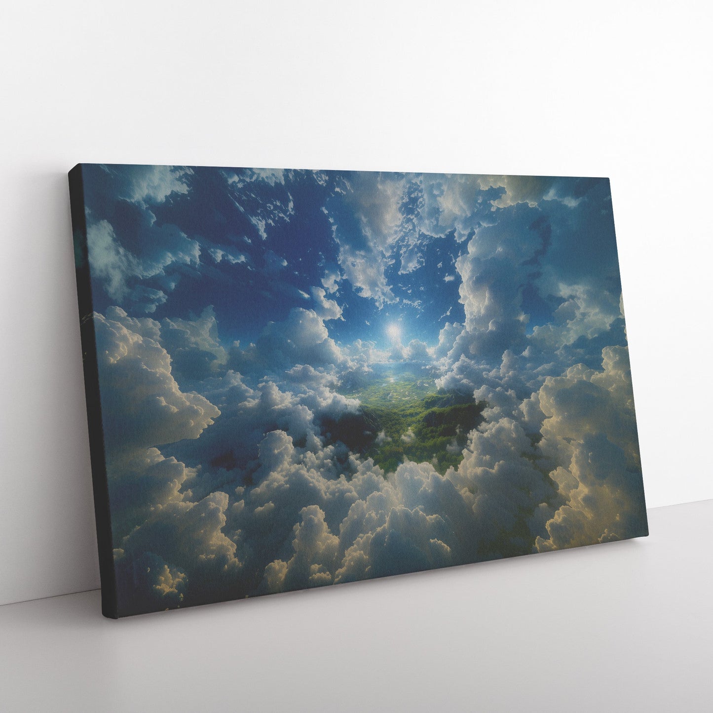 Heavenly Sky with Radiant Sun Over Verdant Landscape Inspirational Canvas Wall Art Decor for Home or Office - Awakening Righteousness