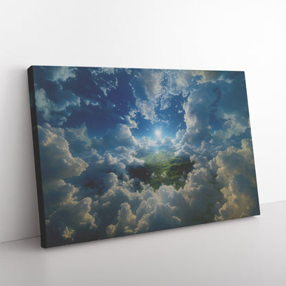 Heavenly Sky with Radiant Sun Over Verdant Landscape Inspirational Canvas Wall Art Decor for Home or Office - Awakening Righteousness