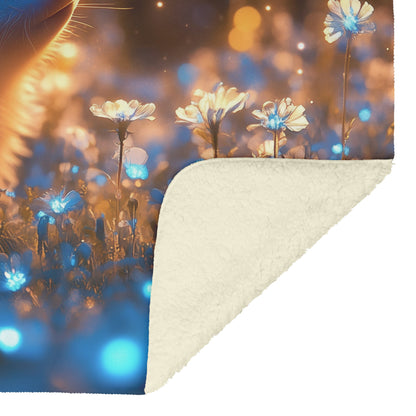 Hedgehog Exploring Bioluminescent Garden Under Starry Night with Glowing Quills Fleece Sherpa Blanket - Awakening Righteousness