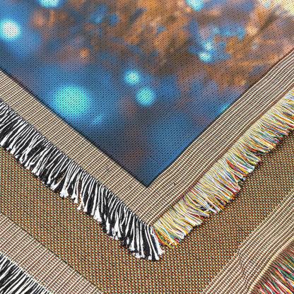 Hedgehog Exploring Bioluminescent Garden Under Starry Night with Glowing Quills Woven Throw Blanket - Awakening Righteousness