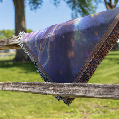Holy Night Elf Woven Throw Blanket WoW Fantasy Alliance Art Divine Female Character Home Decor or Gift - Awakening Righteousness