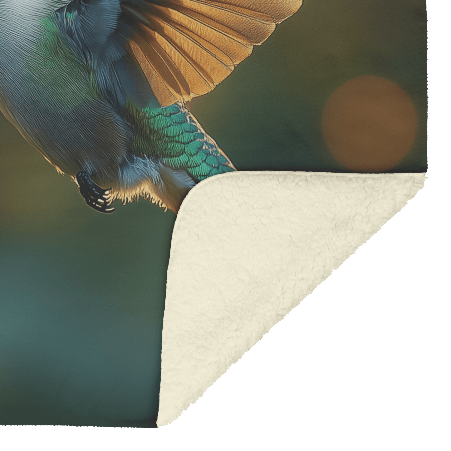 Hummingbird Hovering Near Glowing Flower in Magical Garden With Shimmering Wings Under Twilight Sky Fleece Sherpa Blanket - Awakening Righteousness