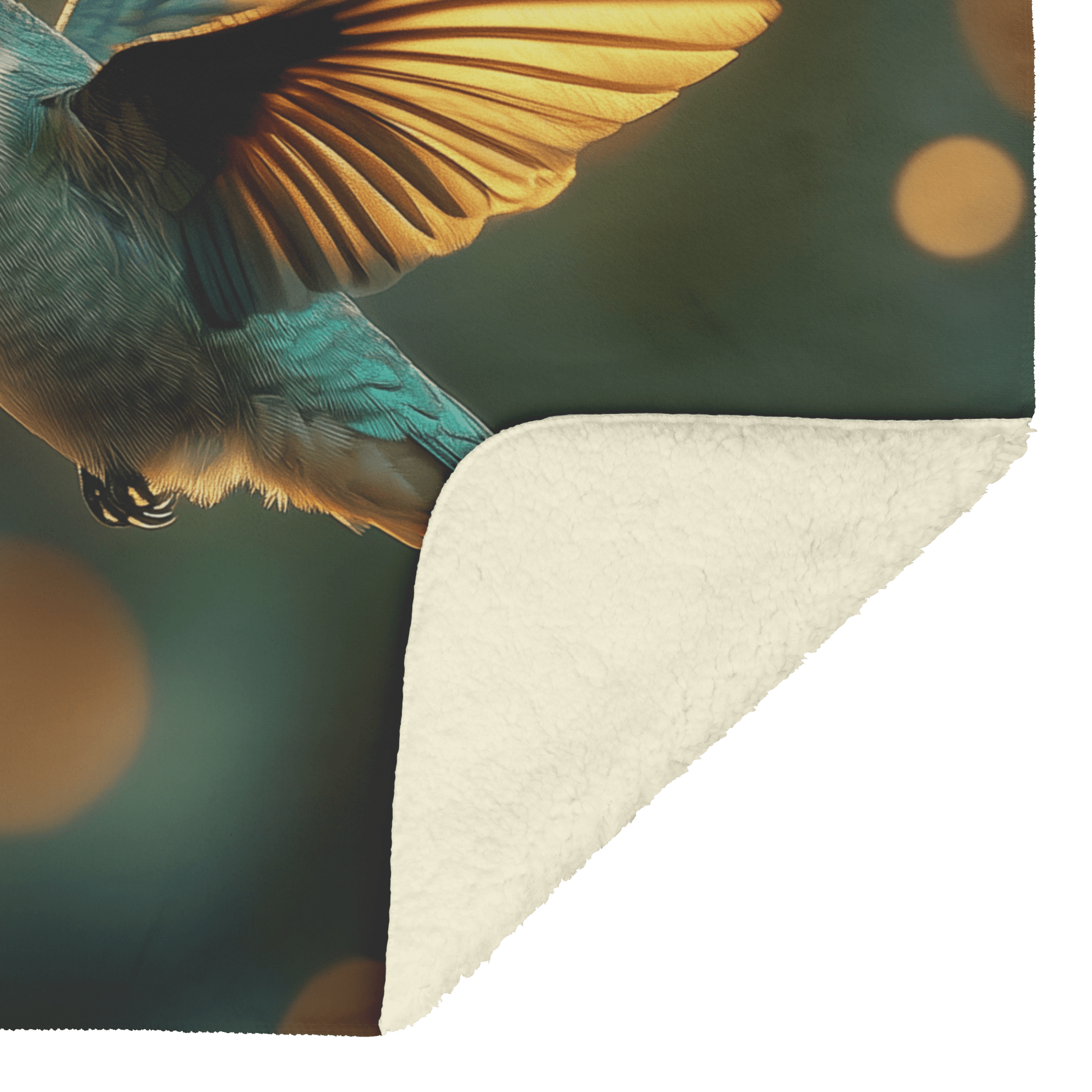 Hummingbird Hovering Near Glowing Flower in Magical Garden With Shimmering Wings Under Twilight Sky Fleece Sherpa Blanket - Awakening Righteousness