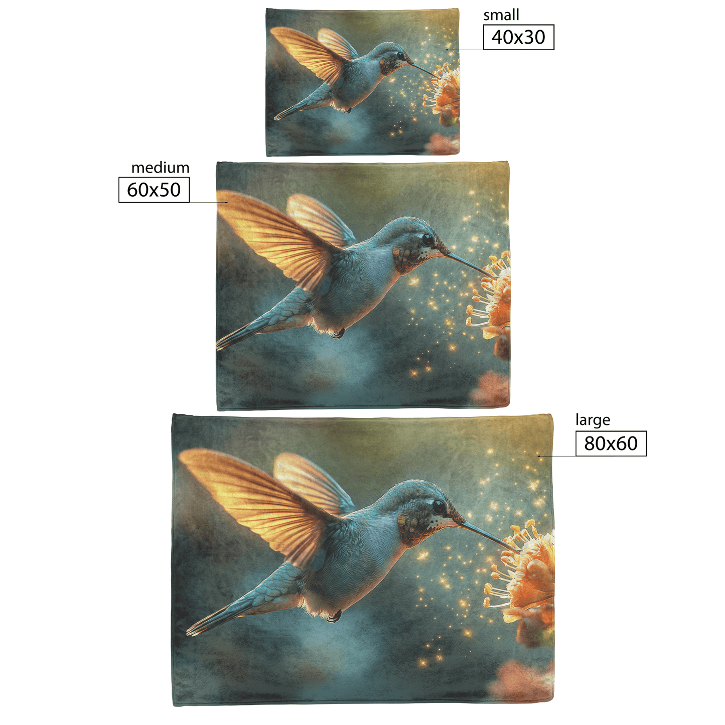 Hummingbird Hovering Near Glowing Flower in Magical Garden With Shimmering Wings Under Twilight Sky Fleece Sherpa Blanket - Awakening Righteousness