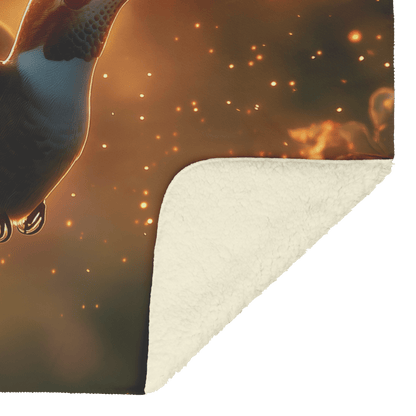 Hummingbird With Glowing Translucent Wings Flying Through Forest With Sunlight Beams and Golden Mist Fleece Sherpa Blanket - Awakening Righteousness