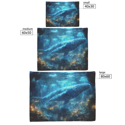 Humpback Whale Swimming Gracefully Through Underwater Canyon Glowing Coral Vibrant Fish Sunlight Fleece Sherpa Blanket - Awakening Righteousness